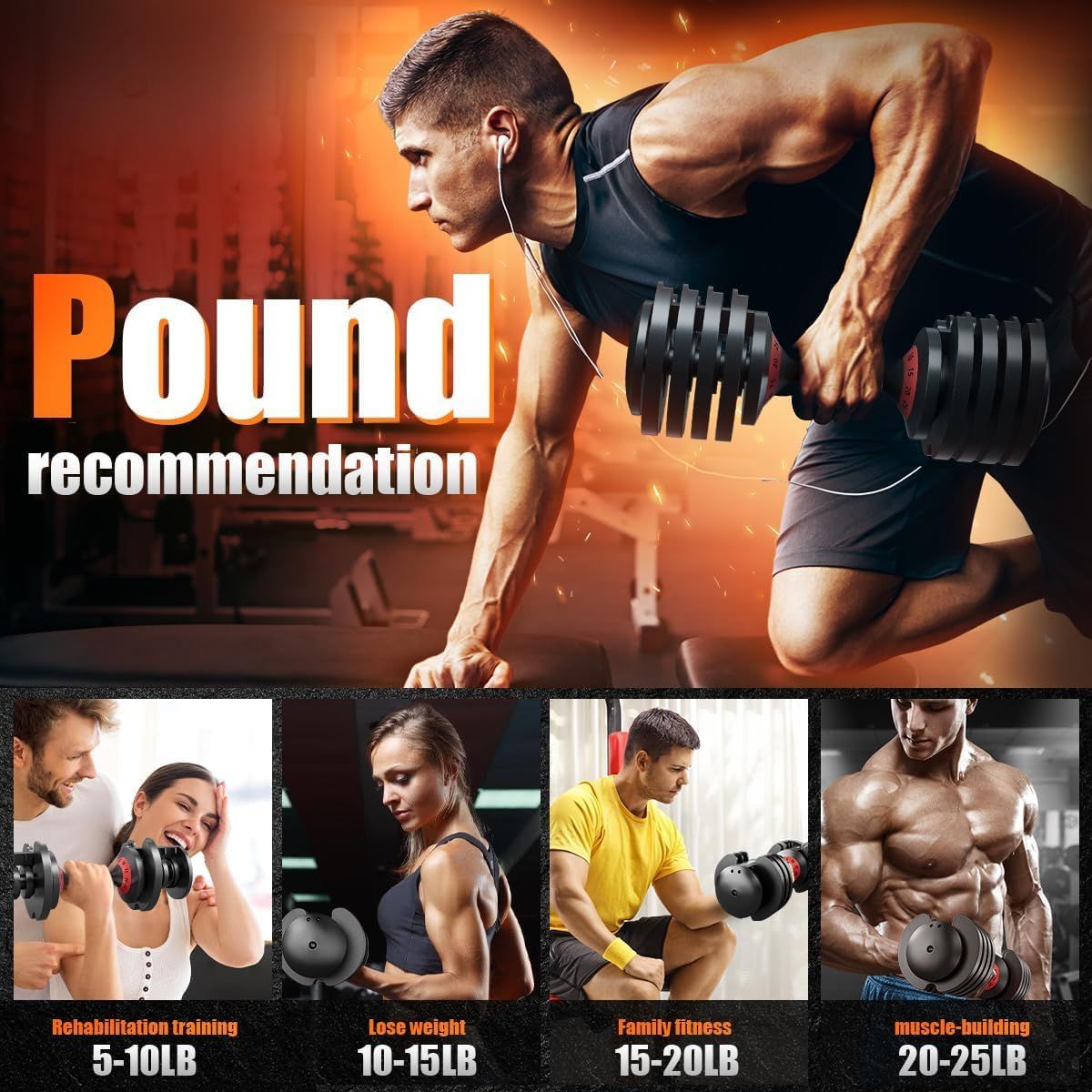 Adjustable Dumbbell (25LB 5-in-1)