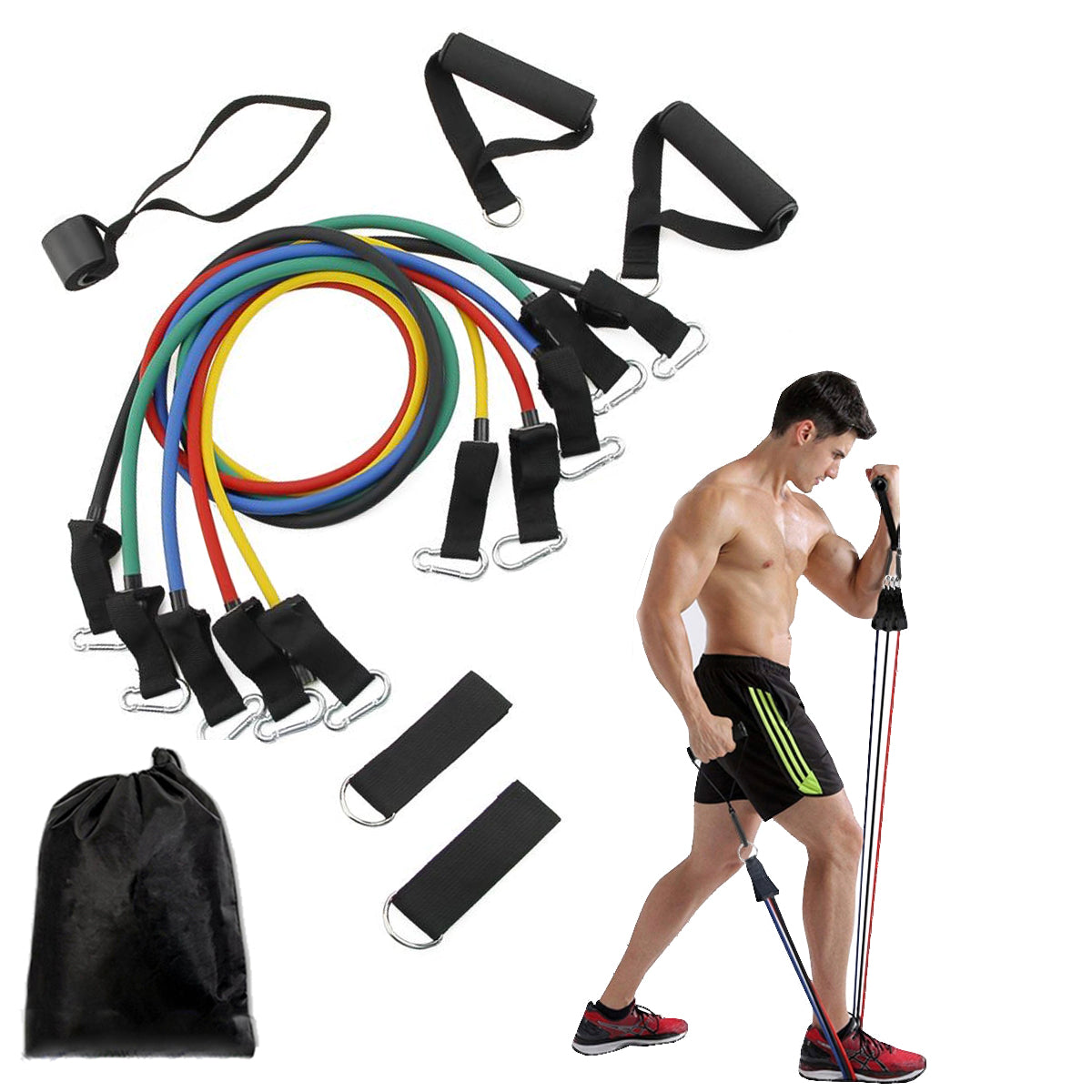 resistance band set for strength training and stretching – FitSphere workout equipment